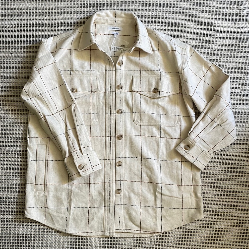 Madewell women oversized shirt jacket in windowpan